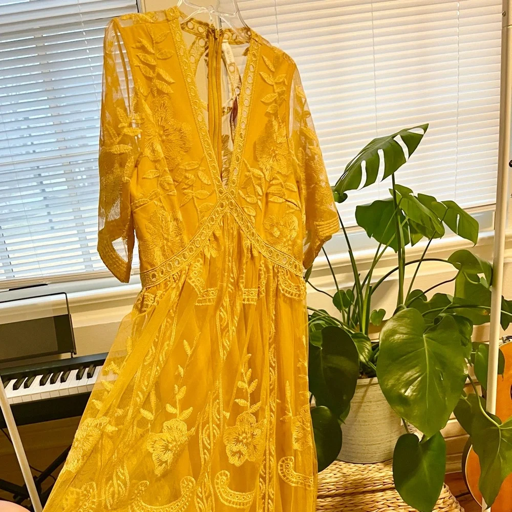 Pink Blush Marigold Lace Maxi Dress - Picture 3 of 7